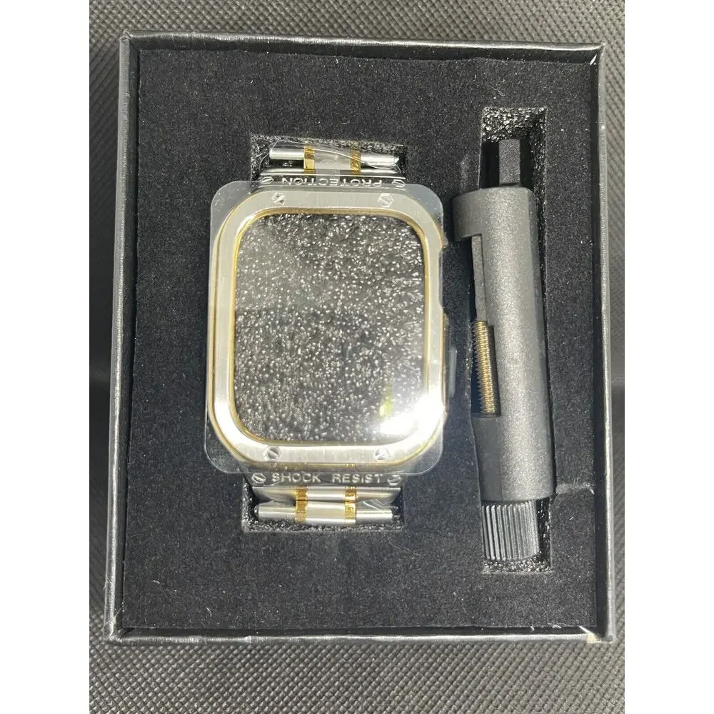 Apple Watch Bracelet + Case Gold Tone Stainless Steel Band Strap Protective NWT